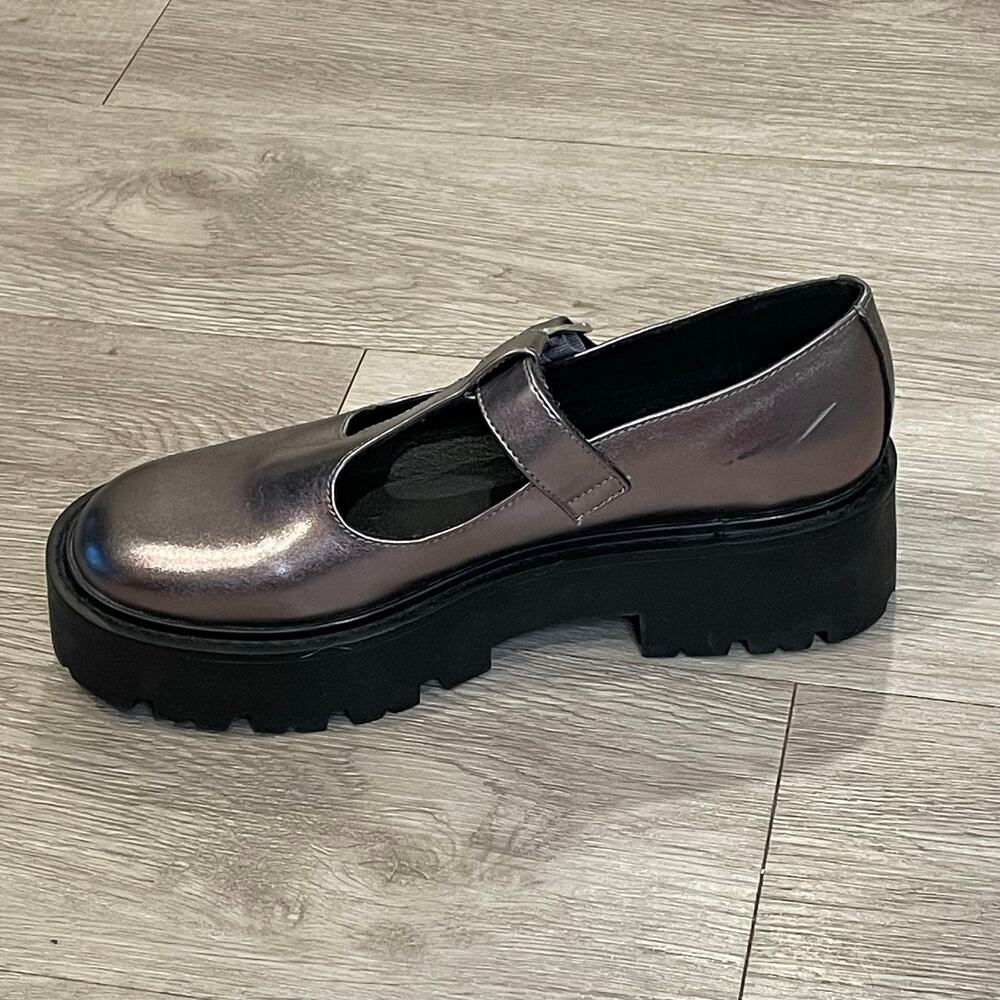 Mary Jane Shoes Women Size 8 Platform Chunky Grunge Metallic Casual